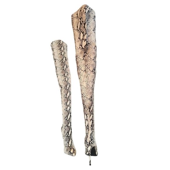 NWOB Steve Madden Vegan Thigh High Dominique Boot Women Light Grey Boots Size 6M - Picture 6 of 15